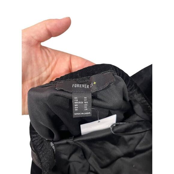 Forever 21 Black Velvet Rhinestone Fringe Strapless Bodysuit Womens 1XL New - Picture 6 of 10